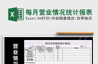 2021年每月營業(yè)情況統(tǒng)計報表