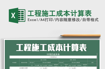 2021年工程施工成本計算表