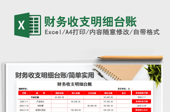 2021年財務收支明細臺賬免費下載