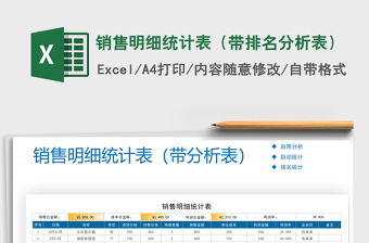 2021年銷售明細(xì)統(tǒng)計表（帶排名分析表）