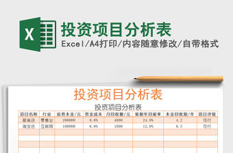 2021年投資項(xiàng)目分析表