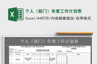 2021年個人（部門）年度工作計劃表