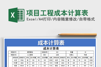 2021年項(xiàng)目工程成本計(jì)算表