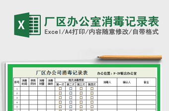 2021年廠區(qū)辦公室消毒記錄表