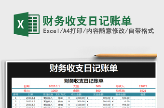 2021年財(cái)務(wù)收支日記賬單