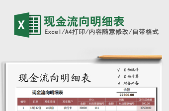 2021年現(xiàn)金流向明細(xì)表