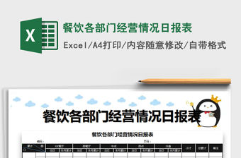 2021年餐飲各部門經營情況日報表免費下載