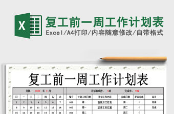 2021年復工前一周工作計劃表