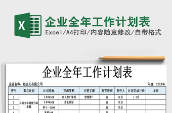 2021年企業(yè)全年工作計劃表