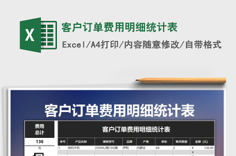 2021年客戶訂單費(fèi)用明細(xì)統(tǒng)計(jì)表