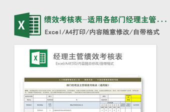2021年績效考核表-適用各部門經理主管評分考核