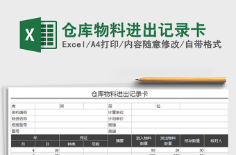 2021年倉(cāng)庫(kù)物料進(jìn)出記錄卡