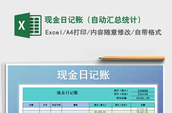 2021年現(xiàn)金日記賬（自動匯總統(tǒng)計）