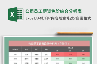 2021年公司員工薪資色階綜合分析表