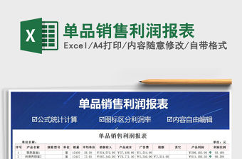 2021年單品銷售利潤報表