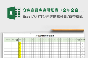 2022仓库商品库存明细表（1-12月）全自动计算