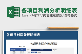2021年各項(xiàng)目利潤分析明細(xì)表