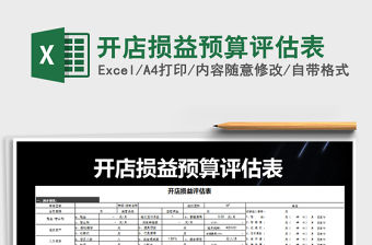 2021年開店損益預算評估表