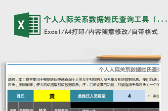 2021年個人人際關系數(shù)據(jù)姓氏查詢工具（根據(jù)姓氏篩選數(shù)據(jù)）免費下載