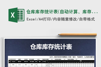 2021年倉庫庫存統(tǒng)計表(自動計算、庫存預(yù)警）