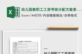 2021年幼兒園教職工工資考核分配方案參考模板