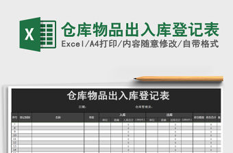 2021年倉庫物品出入庫登記表