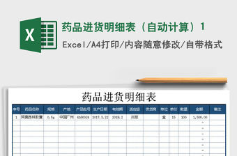 2021年藥品進貨明細表（自動計算）1