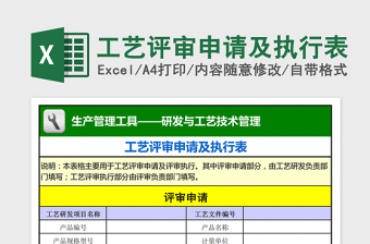 2021年工藝評(píng)審申請(qǐng)及執(zhí)行表