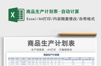 2021年商品生產(chǎn)計劃表-自動計算
