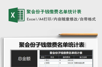 2021年聚會(huì)份子錢繳費(fèi)名單統(tǒng)計(jì)表