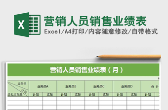 2021年?duì)I銷人員銷售業(yè)績(jī)表免費(fèi)下載