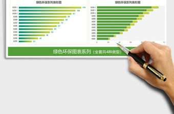 2021年綠色環(huán)保條形圖柱形圖表模板遞增遞減