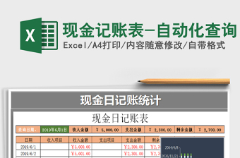2021年現(xiàn)金記賬表-自動(dòng)化查詢