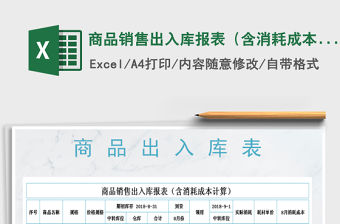 2021年商品銷售出入庫報(bào)表（含消耗成本計(jì)算）