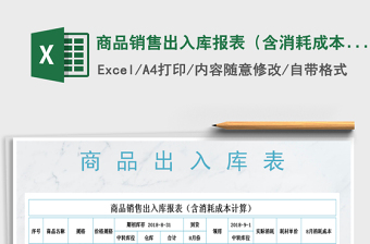 2021年商品銷售出入庫報(bào)表（含消耗成本計(jì)算）