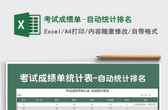 2021年考試成績單-自動(dòng)統(tǒng)計(jì)排名