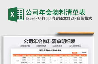 2021年公司年會物料清單表
