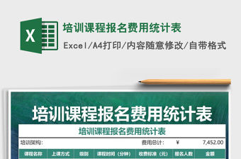 2021年培訓課程報名費用統計表