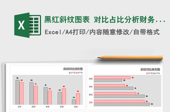 2021年黑紅斜紋圖表 對比占比分析財務營銷報表