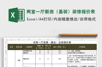 2021年兩室一廳新房（基裝）裝修報價表