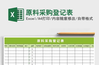 2021年原料采購(gòu)登記表