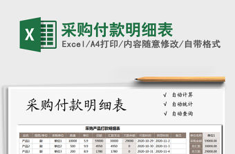 2021年采購付款明細表免費下載