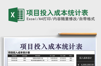 2021年項目投入成本統(tǒng)計表