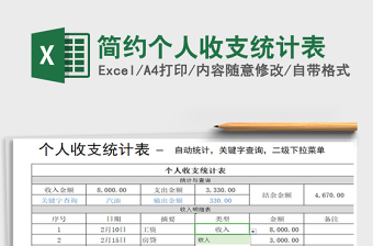 2021年简约个人收支统计表