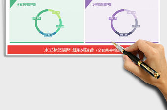 2021年商務清新水彩餅圖圓環圖占比分析