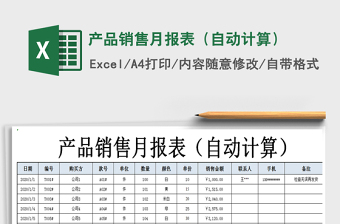 2022年產(chǎn)品銷售月報(bào)表（自動(dòng)計(jì)算）