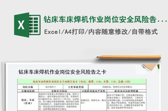 2021年鉆床車床焊機作業崗位安全風險告知卡