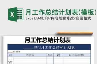 2021年月工作總結計劃表(模板)