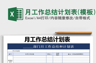 2021年月工作總結(jié)計(jì)劃表(模板)