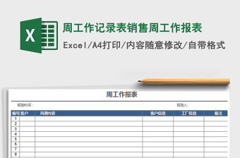 2021年周工作记录表销售周工作报表